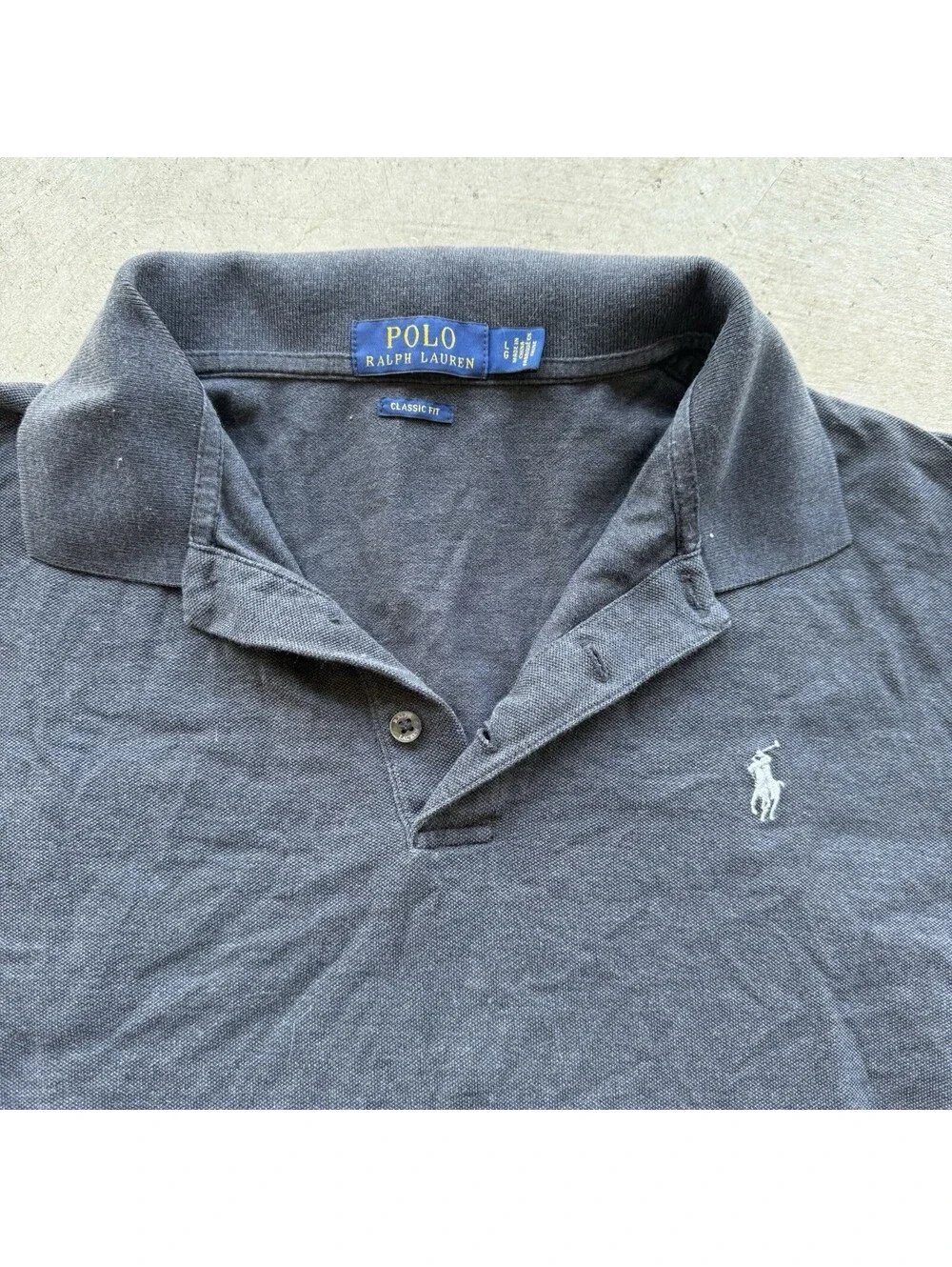 Polo Ralph Lauren Mens Classic Fit Gray Mesh Polo Shirt Red Pony Size L